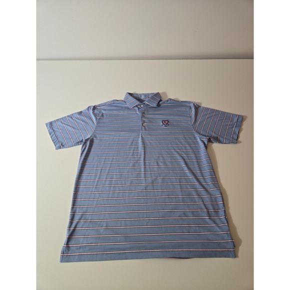 Turtleson Tour Performance Polo Golf Shirt Men's Medium Blue Striped - Picture 3 of 11